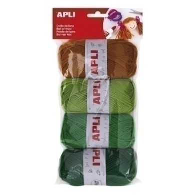 14090-OVILLOS LANA APLI 50 gr.TONOS VERDES P/4 precio por 1 unidades
