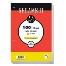 21281-RECAMBIO PACSA A4 100h 90g 4 TAL. CD.4 precio por 1 unidades