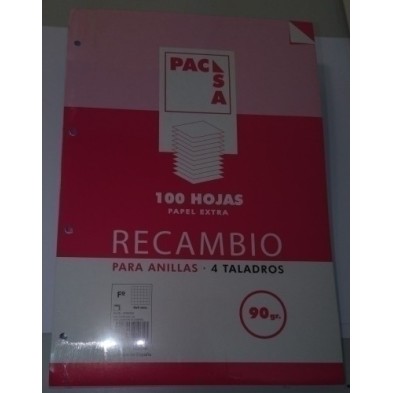 21261-RECAMBIO PACSA Fº 100h 90g 4 TAL. CD.4 precio por 1 unidades