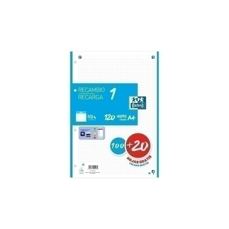 400158058-RECAMBIO OXF. A4 100h 4 TAL. CD.5 TURQ precio por 1 unidades