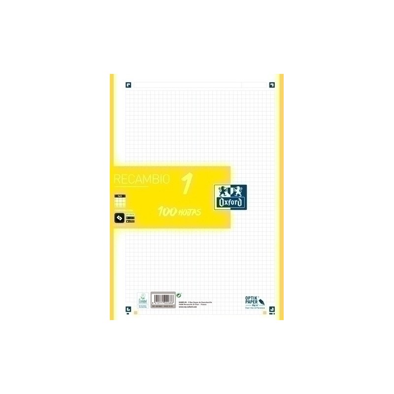 400106621-RECAMBIO OXF. A4 100h 4 TAL. CD.5 LIMA precio por 1 unidades