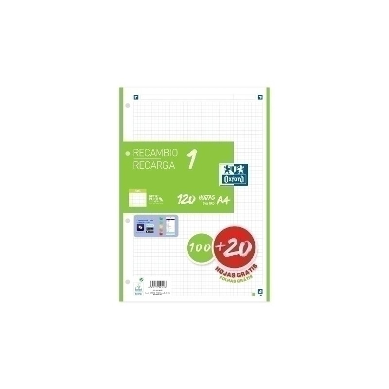 400158059-RECAMBIO OXF. A4 100h 4 TAL. CD.5 VERDE precio por 1 unidades