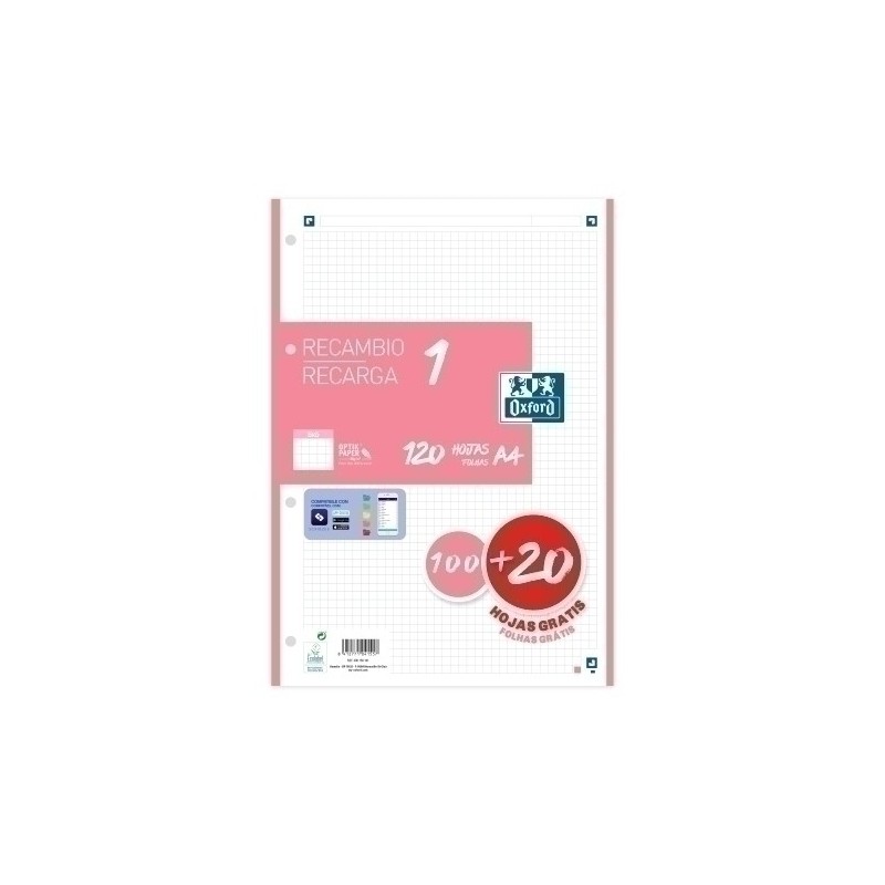 400158161-RECAMBIO OXF. A4 100h 4 TAL. CD.5 CHICLE precio por 1 unidades