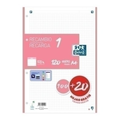 400158161-RECAMBIO OXF. A4 100h 4 TAL. CD.5 CHICLE precio por 1 unidades