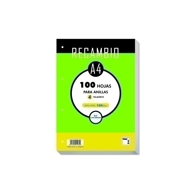 21050-RECAMBIO PACSA A4 100h 4 TAL. CD.4 precio por 1 unidades