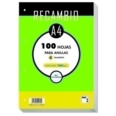 21050-RECAMBIO PACSA A4 100h 4 TAL. CD.4 precio por 1 unidades