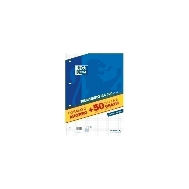 400119437-RECAMBIO OXF. A4 250h 4 TAL. CD.4 precio por 10 unidades
