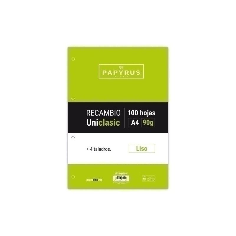 53391300-RECAMBIO PAPYRUS A4 100h 4 TAL.LISO precio por 24 unidades