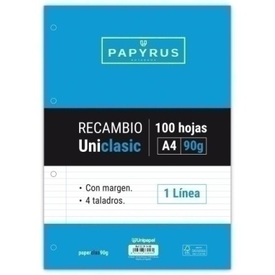 53391400-RECAMBIO PAPYRUS A4 100h 4 TAL.HZ C/M precio por 24 unidades