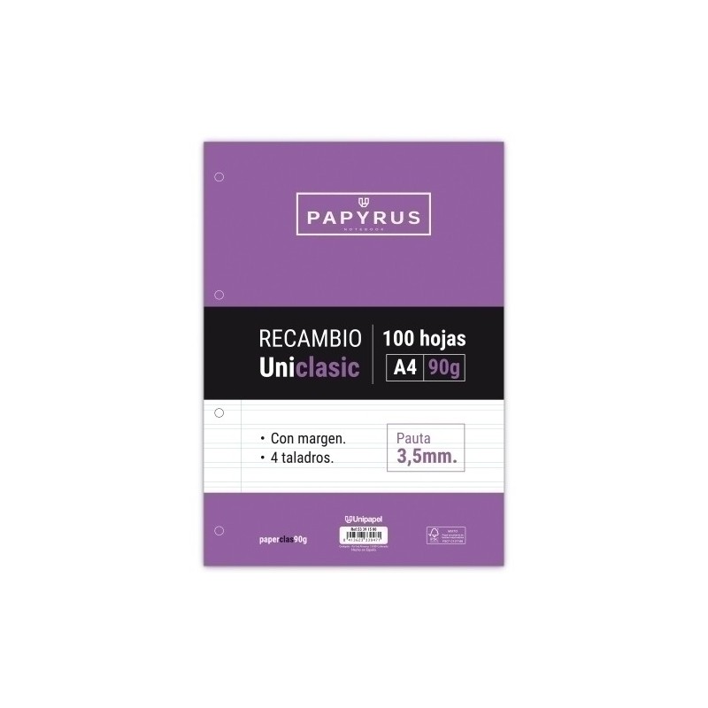53391500-RECAMBIO PAPYRUS A4 100h 4 TAL.P3.5 C/M precio por 24 unidades