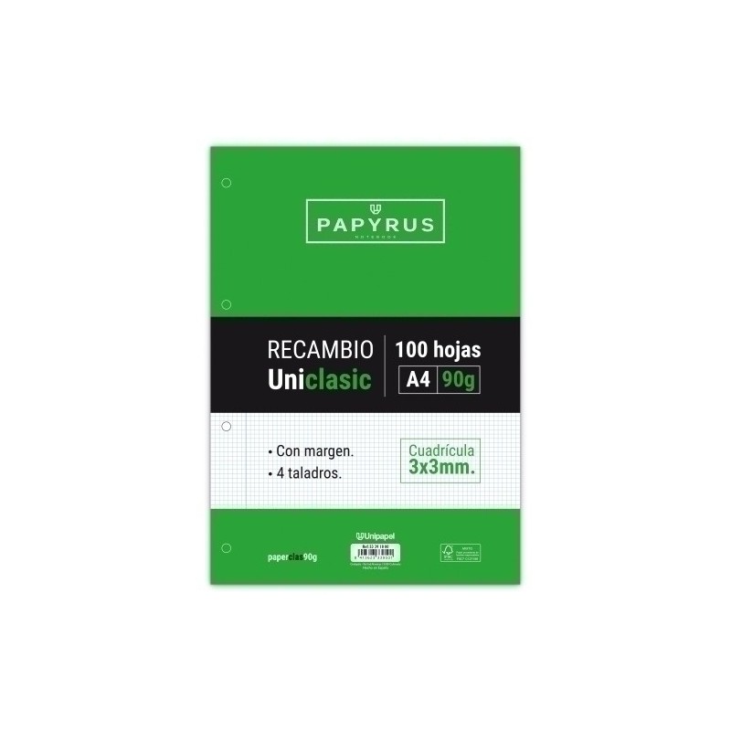 53391800-RECAMBIO PAPYRUS A4 100h 4 TAL.CD.3 C/M precio por 24 unidades