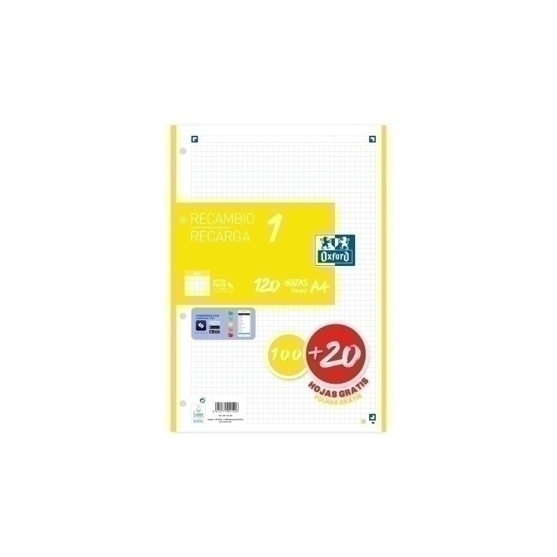 400158160-RECAMBIO OXF. A4 120h 4 TAL. CD.5 LIMA precio por 1 unidades