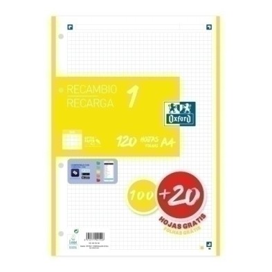 400158160-RECAMBIO OXF. A4 120h 4 TAL. CD.5 LIMA precio por 1 unidades