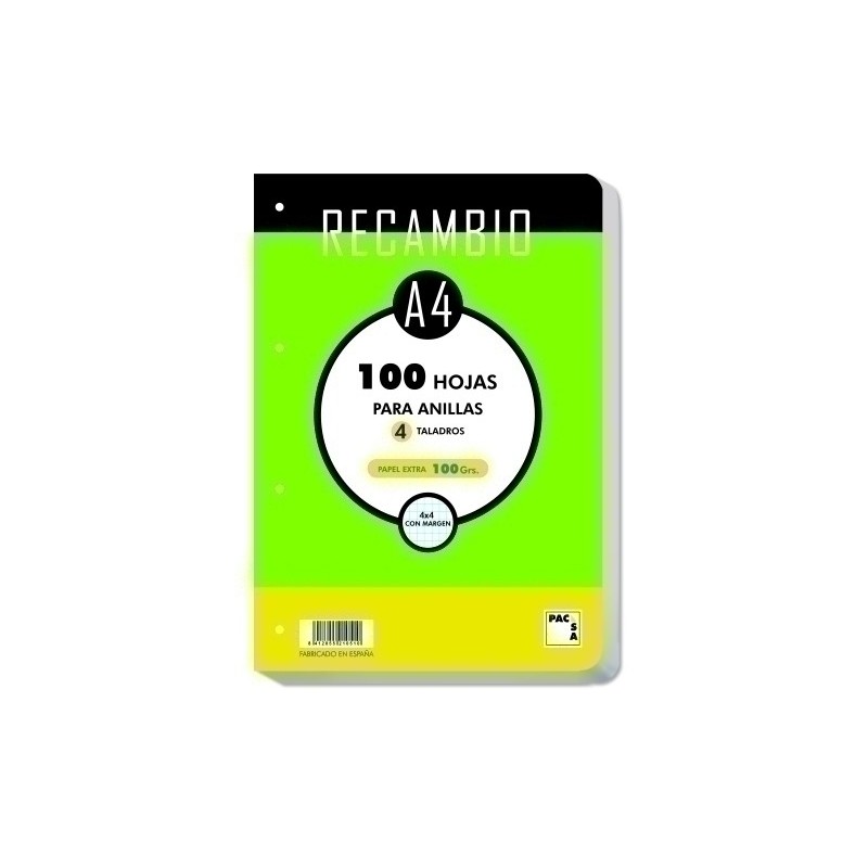 21051-RECAM.PACSA A4 100h 4 TAL. CD.4 C.REDON. precio por 20 unidades