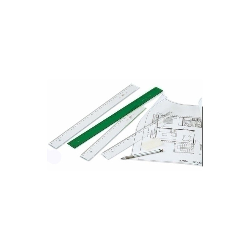 106-50T-REGLAS GRADUADA S/BISEL TRANSP 50 CMS precio por 10 unidades
