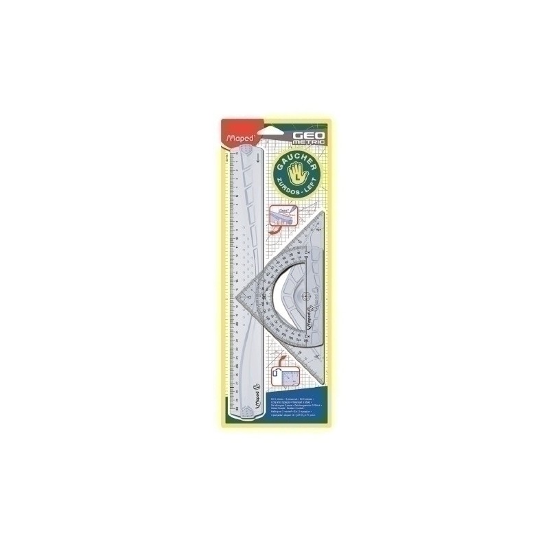 897118-KIT 3 REGLAS GEOMETRIC MAPED PARA ZURDOS precio por 20 unidades