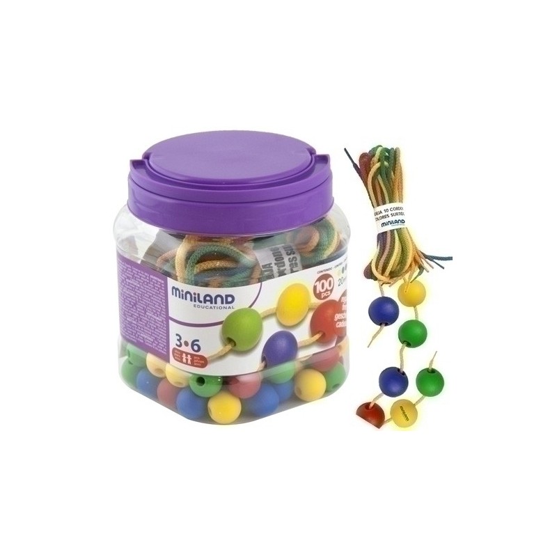 31730-BOTE DE 100 BOLAS ENSARTABLES + CORDONES precio por 1 unidades