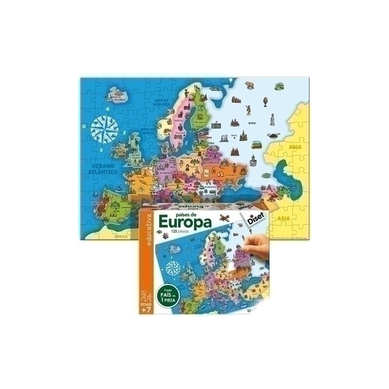 68947-PUZZLE DISET PAISES DE EUROPA 125 PIEZAS precio por 1 unidades