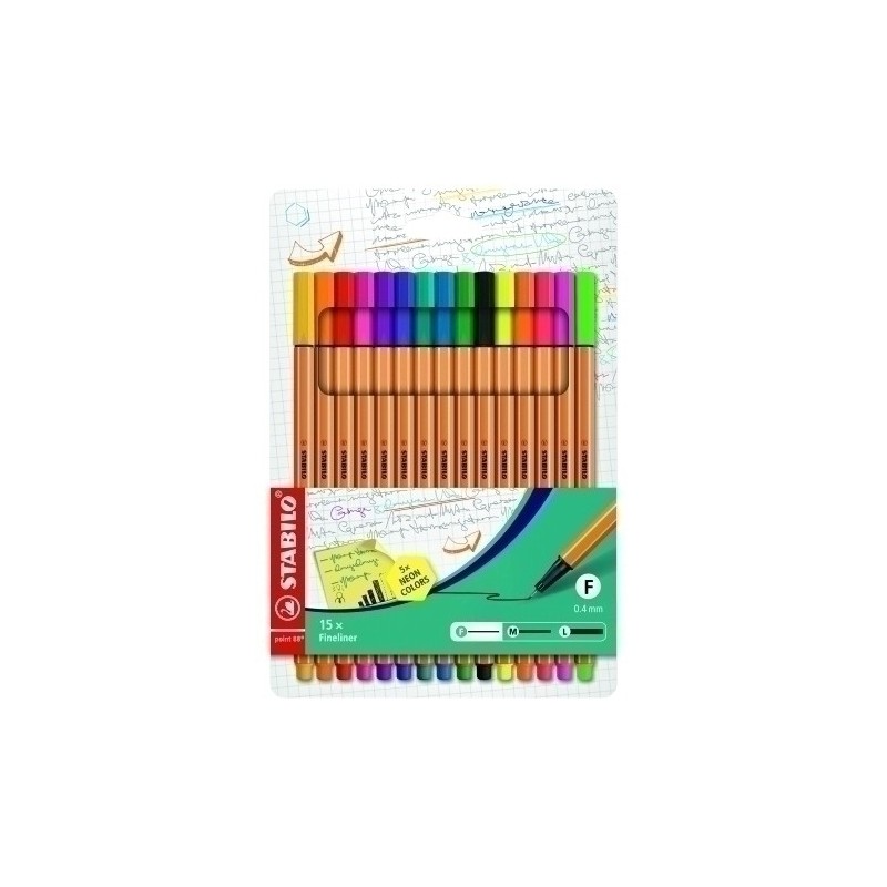 8815-1-ROTUL.STABILO POINT 88 NEON ESTUCHE 15 precio por 1 unidades