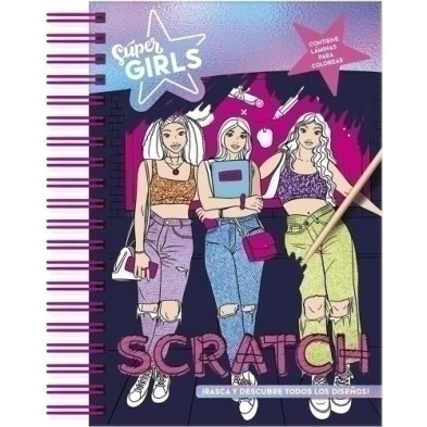 SGL009-LIBRO SUPER GIRLS NEON SCRATCH ART precio por 1 unidades
