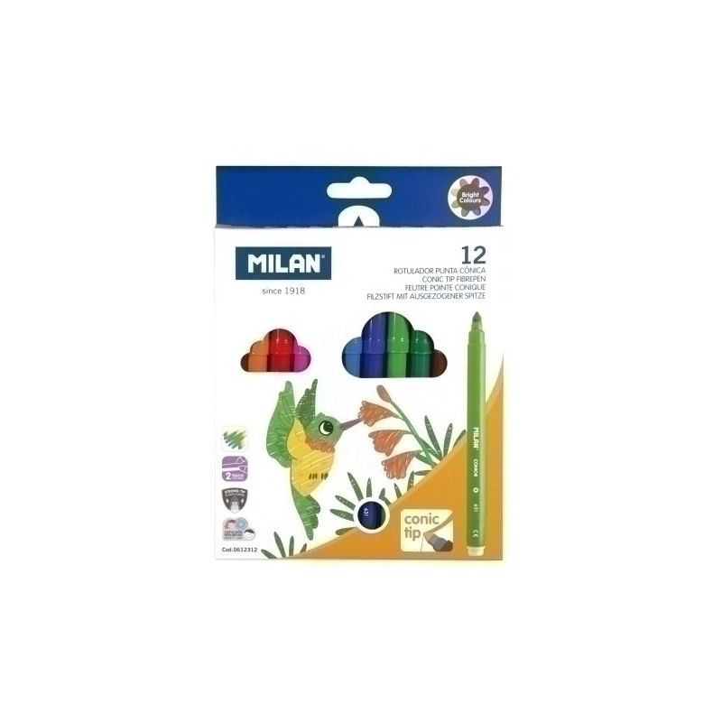 0612312-ROTUL.MILAN PUNTA CONICA ESTUCHE 12 precio por 1 unidades