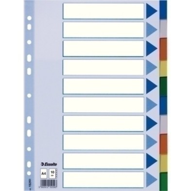 15261-SEPARADORES ESSELTE PP A4 10 ps.IND.COL. precio por 1 unidades