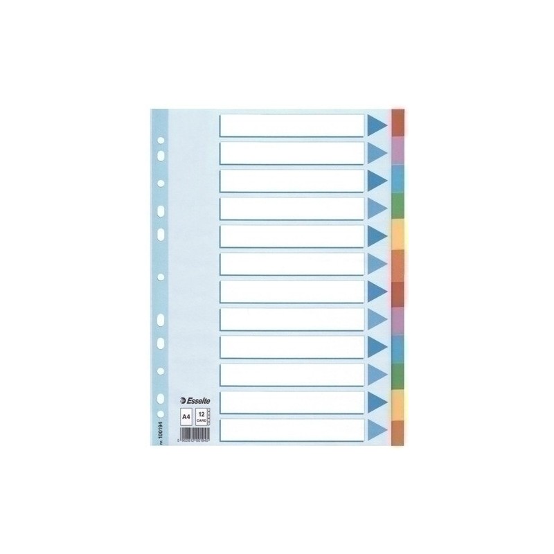 100194-SEPARADORES ESSELTE CART. A4 12 ps. precio por 1 unidades