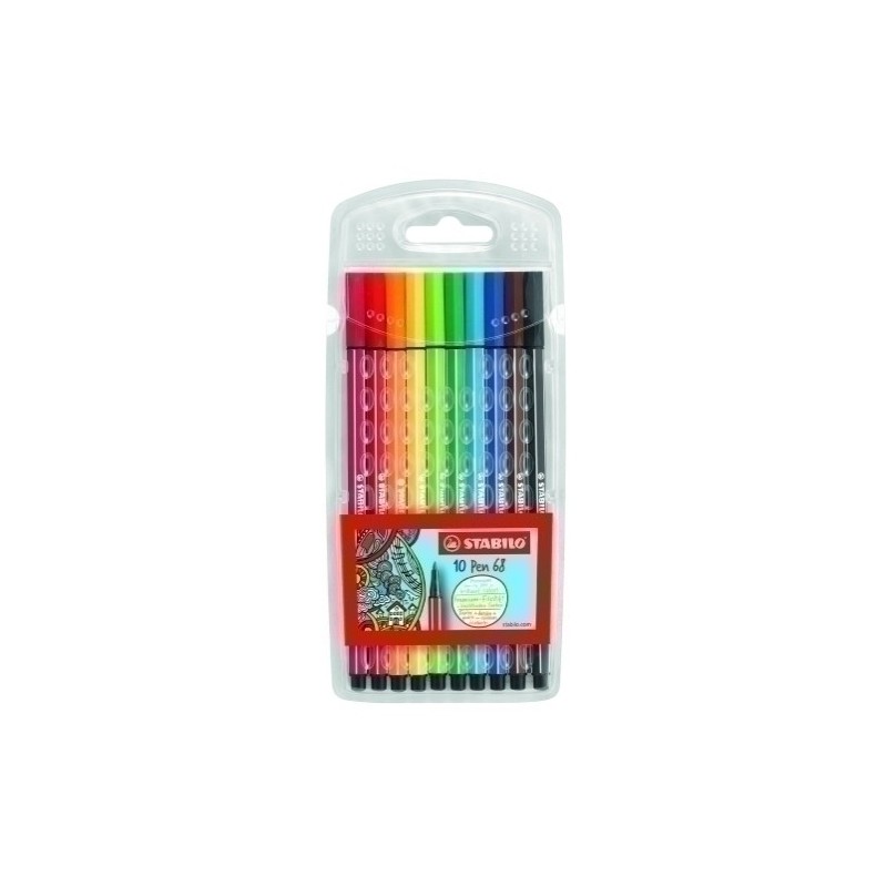 6810/PL-ROTUL.STABILO PEN 68 CAJA PLASTICO de 10 precio por 1 unidades