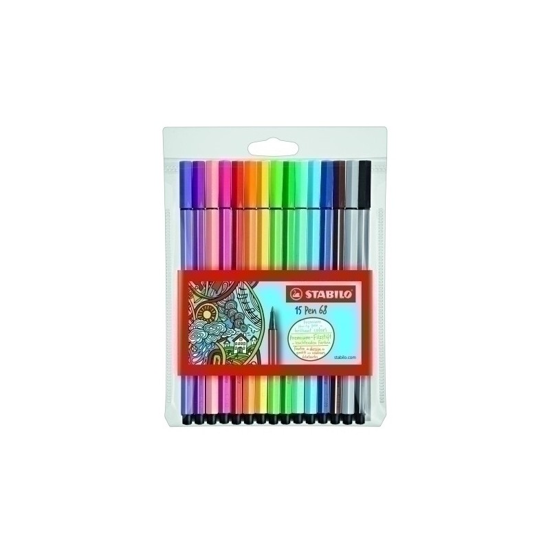 6815-2 / 6815-1-ROTUL.STABILO PEN 68 CAJA PLASTICO de 15 precio por 1 unidades