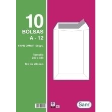 PQ.10  A12-BOLSA SAM 250x353 BLANCO 100g PAQ.10 precio por 25 unidades