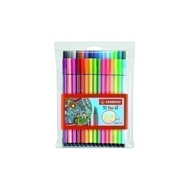 6830-1-ROTUL.STABILO PEN 68 CAJA PLASTICO de 30 precio por 1 unidades
