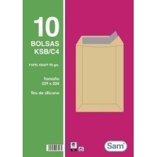 PQ.10  KSB/C4-BOLSA SAM 229x324 KRAFT 90g PAQ.10 precio por 25 unidades