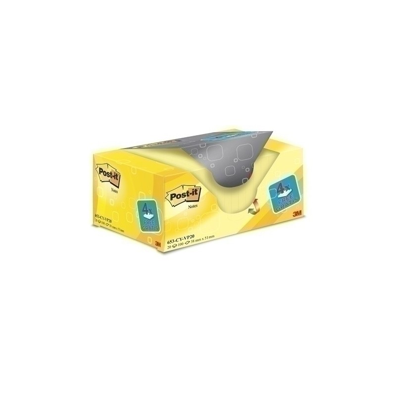 653CY-VP20-TACO NOTAS POST-IT 653 38x51 P/20 precio por 1 unidades