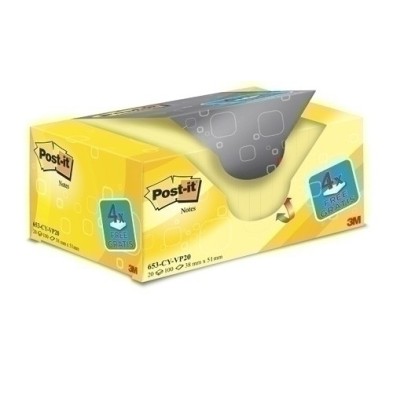 653CY-VP20-TACO NOTAS POST-IT 653 38x51 P/20 precio por 1 unidades