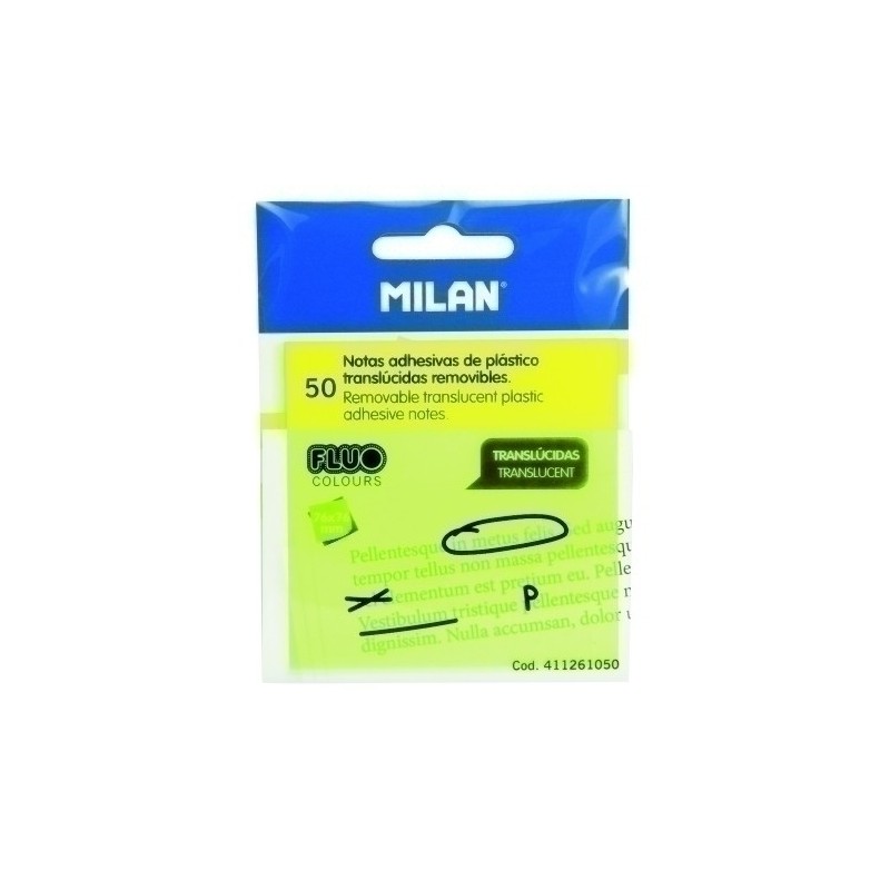 411261050-NOTAS ADHESIVAS MILAN 50h 76x76 AM.FLUOR precio por 18 unidades