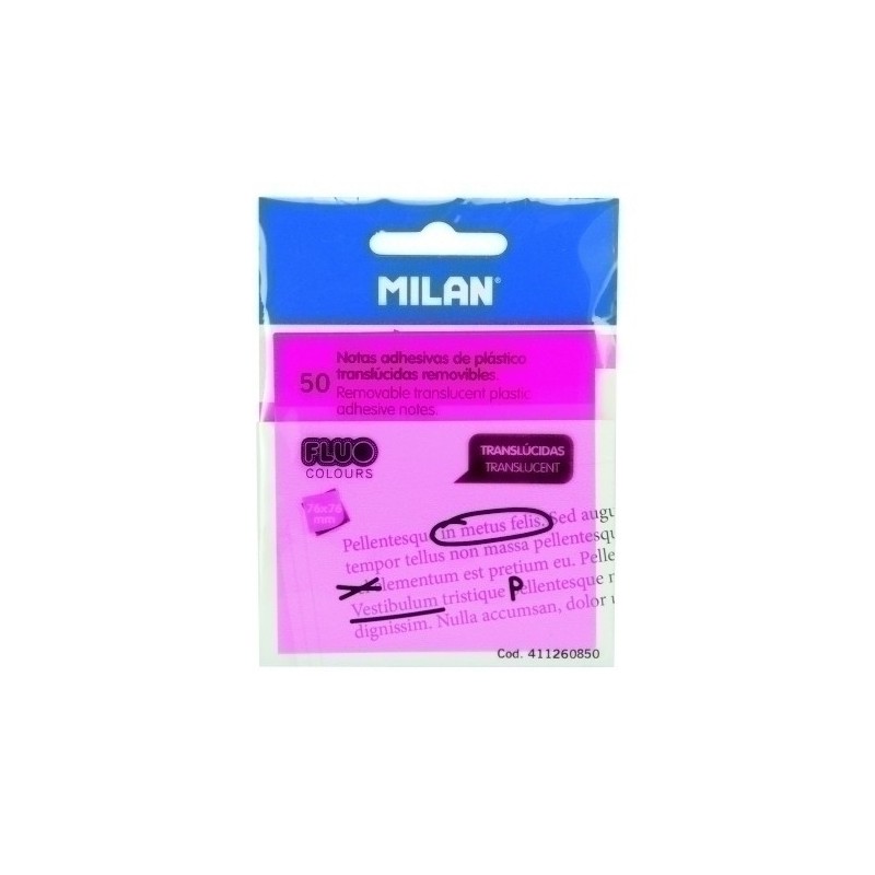 411260850-NOTAS ADHESIVAS MILAN 50h 76x76 RS.FLUOR precio por 18 unidades
