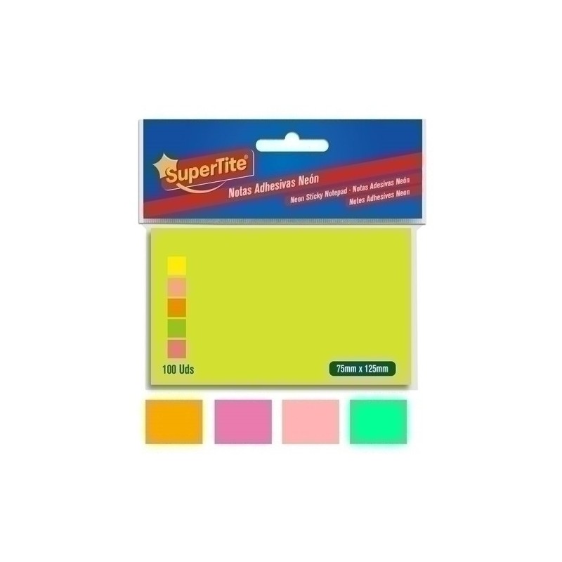 4515-TACO NOTAS SUPERTITE 75x125 NEON 100 uds precio por 12 unidades