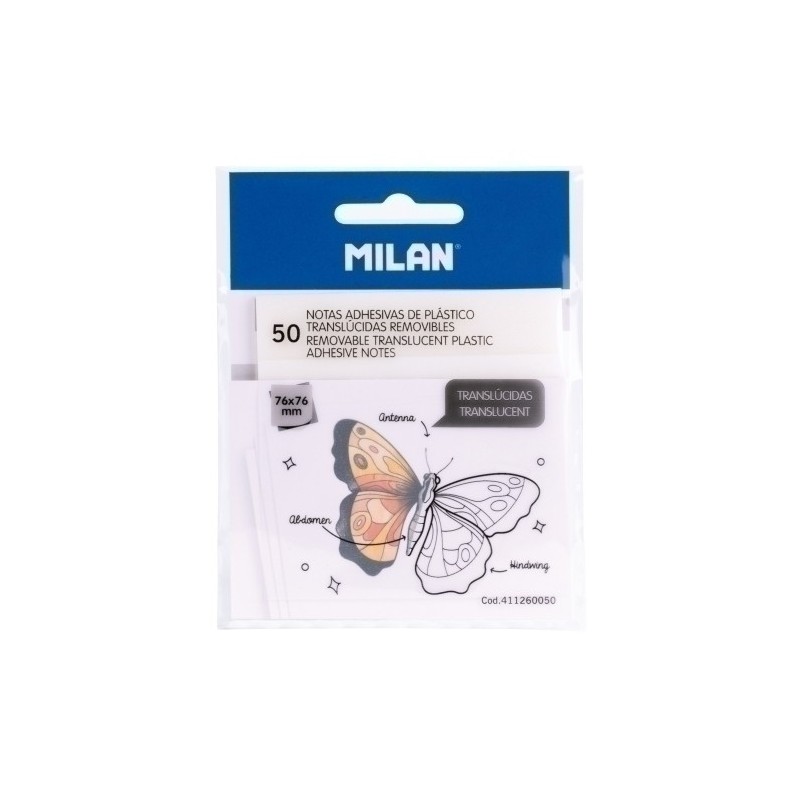 411260050-NOTAS ADHESIVAS MILAN 50h 76x76 TRANS. precio por 18 unidades