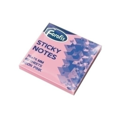 91026-TACO NOTAS FOROFIS 80h 76x76 ROSA NEON precio por 12 unidades