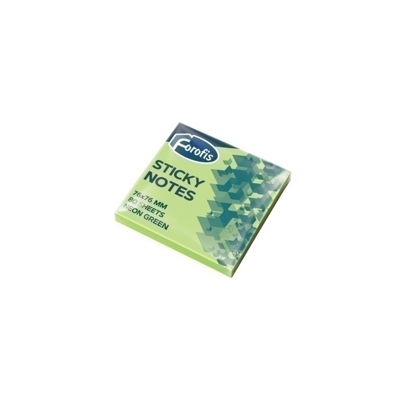 91027-TACO NOTAS FOROFIS 80h 76x76 VERDE NEON precio por 12 unidades