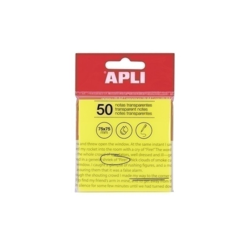 19569-NOTAS ADHESIVAS APLI 50h 75x75 TRAS.AMA precio por 1 unidades