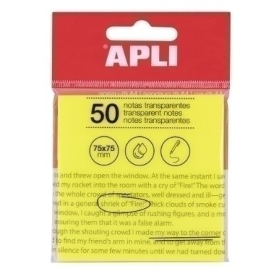 19569-NOTAS ADHESIVAS APLI 50h 75x75 TRAS.AMA precio por 1 unidades