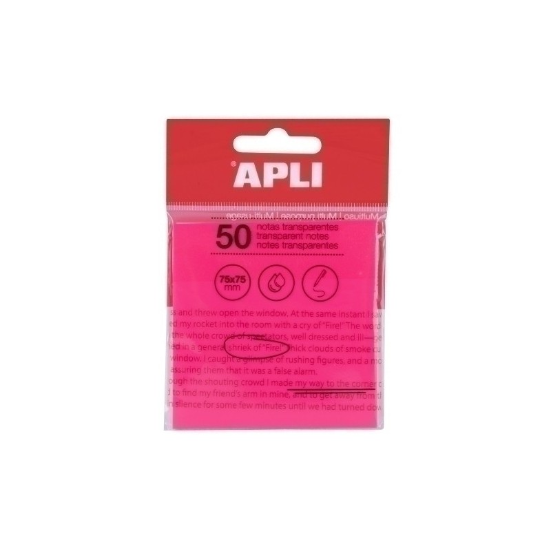 19570-NOTAS ADHESIVAS APLI 50h 75x75 TRAS.ROSA precio por 1 unidades
