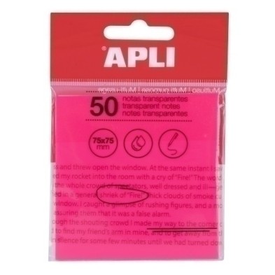 19570-NOTAS ADHESIVAS APLI 50h 75x75 TRAS.ROSA precio por 1 unidades