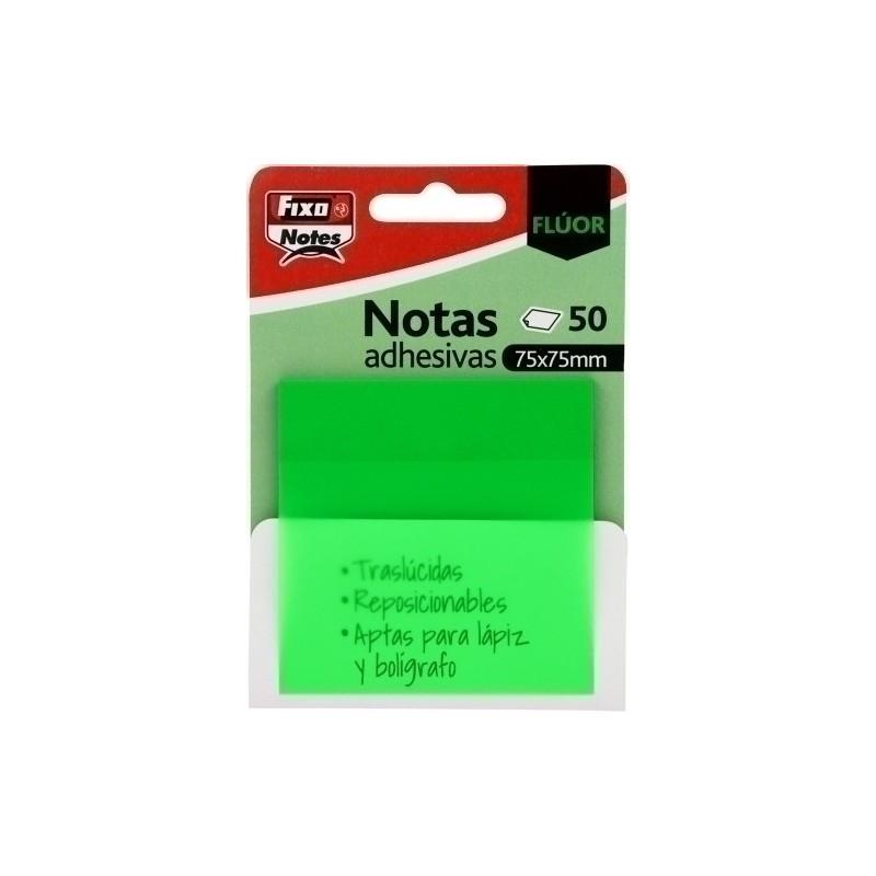 65007825-TACO NOTAS FIXO 50h 75x75 TRANS. VERDE precio por 24 unidades
