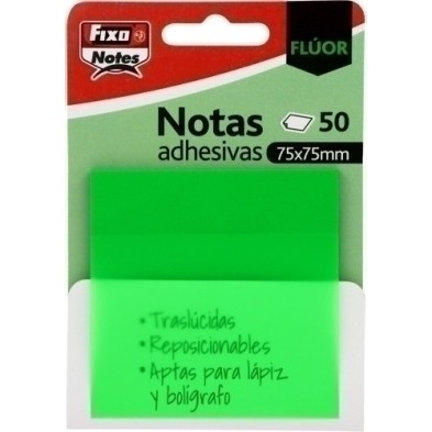 65007825-TACO NOTAS FIXO 50h 75x75 TRANS. VERDE precio por 24 unidades