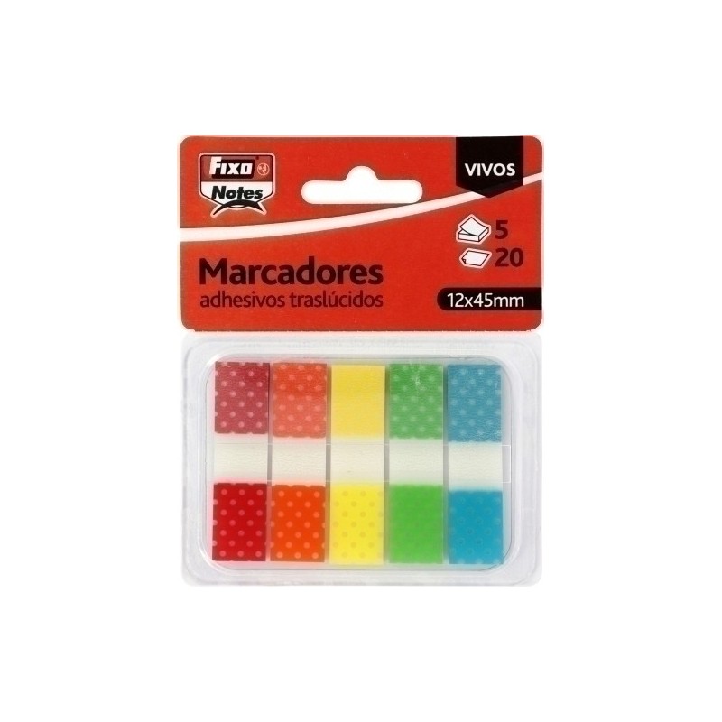 65008080-BANDERITAS ADHES. FIXO 12x45 VIVOS B/5 precio por 24 unidades