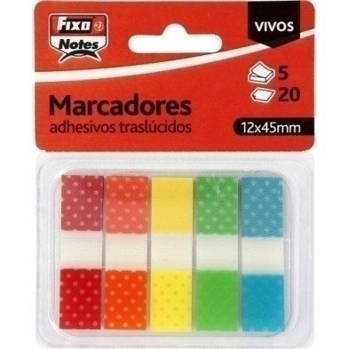65008080-BANDERITAS ADHES. FIXO 12x45 VIVOS B/5 precio por 24 unidades