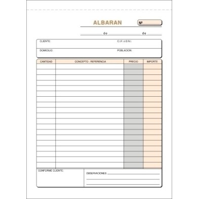 T-122-TALONARIO ALBARANES 4º NATU TRIPLI LOAN precio por 5 unidades