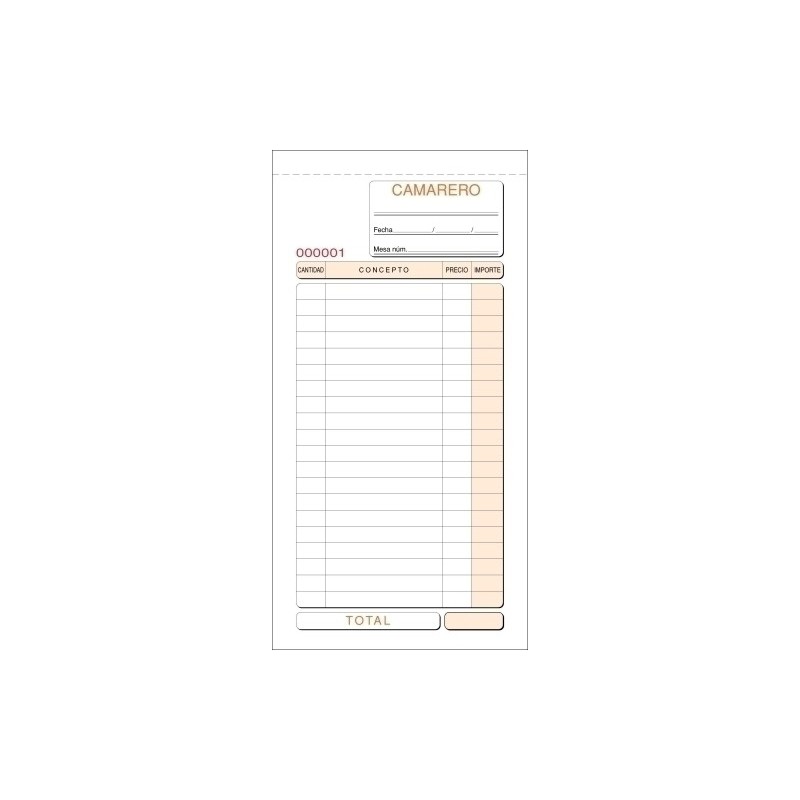 T-100-TALONARIO CAMAREROS 1/3 DUPLICADO LOAN precio por 10 unidades